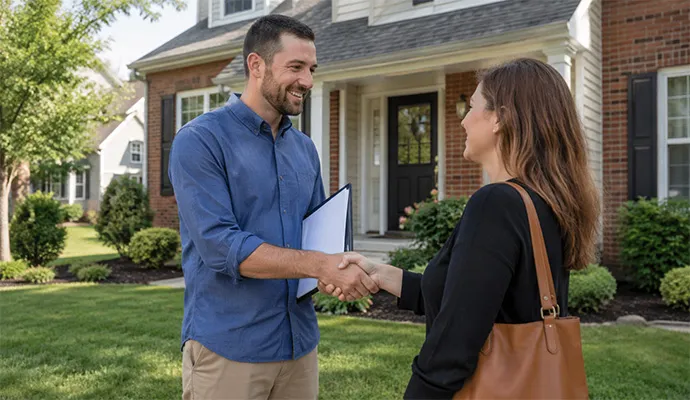 Louisville homeowner shaking hands with a direct buyer while selling a house without a Realtor