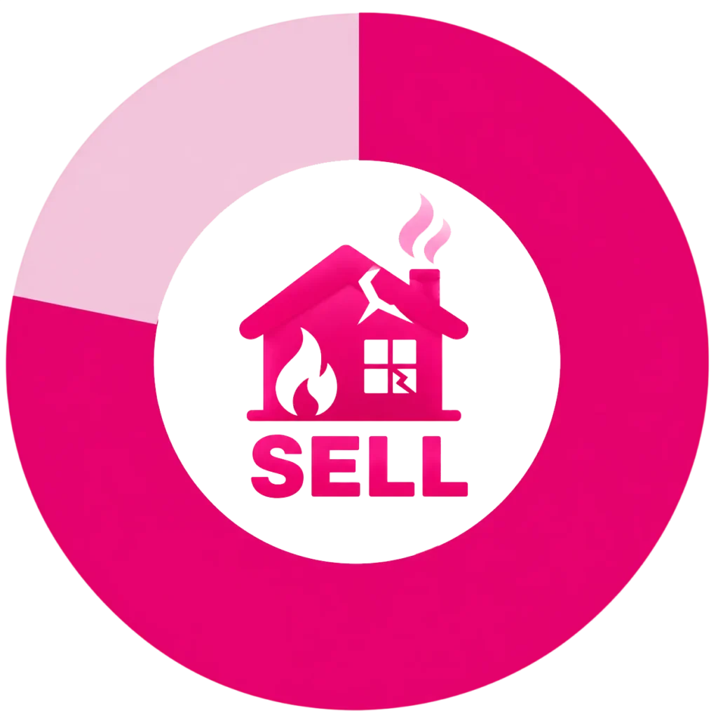 Fire damaged house sale icon for Louisville KY property sold without a standard pre-listing inspection