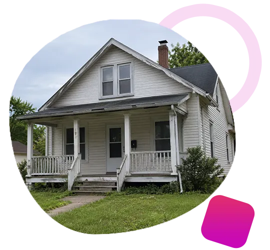 Older single-family white frame house with a covered front porch in Middletown, KY.