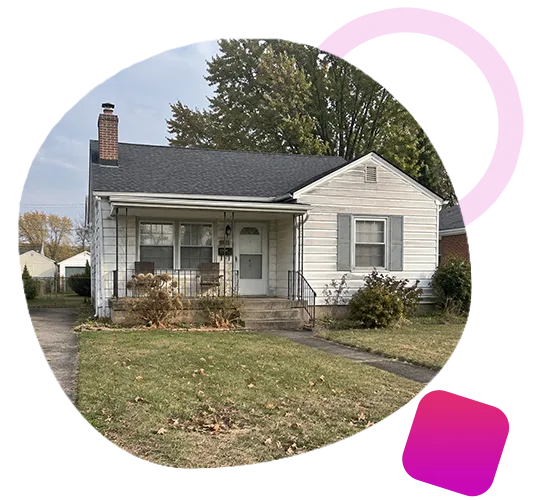 One-story white siding house with a small covered porch and front yard in Shively, KY.